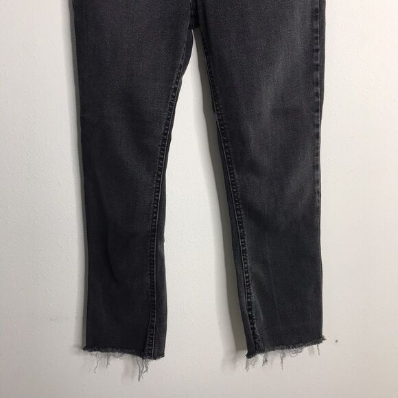 BDG Womens Jeans Black Denim Crop Kick Straight Stretch Raw Hem Med Wash Sz 26 - Picture 4 of 12